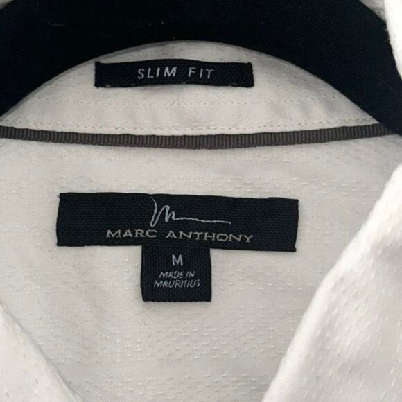 Marc Anthony Mens White Slim Fit Cotton Shirt M - Picture 2 of 5